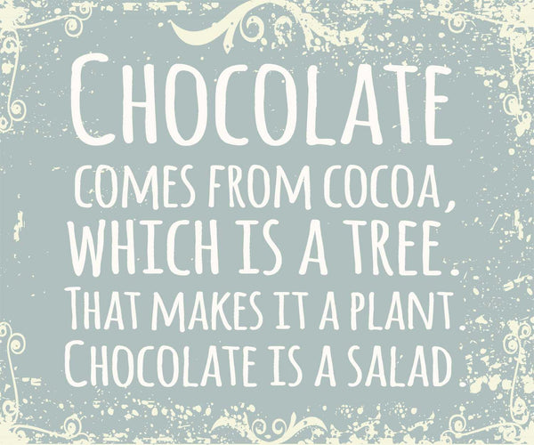 sixtrees Chocolate Comes From Cocoa Which Is A Tree That Makes It A Plant Chocolate Is A Salad - 10X12 Box Sign