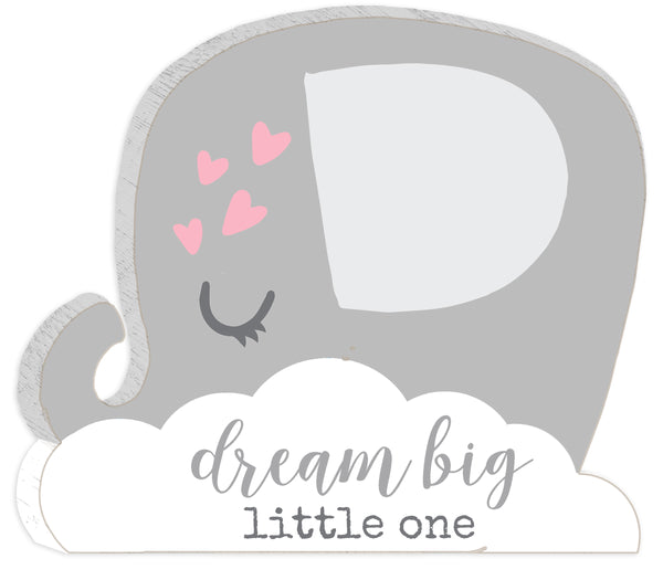 Sixtrees 'Dream Big Little One' - Grey / Pink / Blue 8X7 Wooden Decorative Baby Cut Out Sign