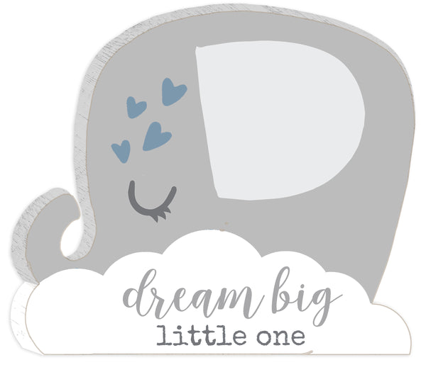 Sixtrees 'Dream Big Little One' - Grey / Pink / Blue 8X7 Wooden Decorative Baby Cut Out Sign