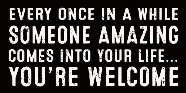 Sixtrees 'Every Once In A While Someone Amazing Comes Into Your Life You're Welcome - 4X8 Box Sign