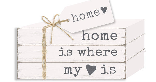 sixtrees Home Is Where My Heart Is - Wooden Decorative Book Stack Home Everyday