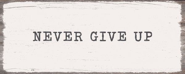 sixtrees 'Never Give Up' - 4X10 Wooden Decorative Box Sign
