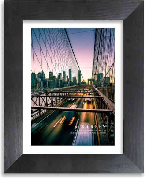 Sixtrees Parker Black Matted Wood Picture Frame - 6X8 Mats To 5X7