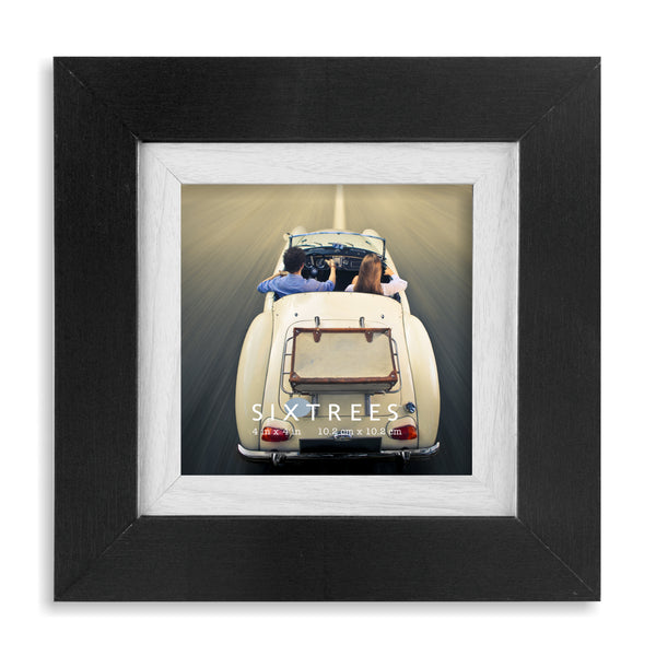 Sixtrees Shelby Collection Dual Colored Wood Picture Frames - 4X4 4X6 5X7 8X10 / Black White Grey