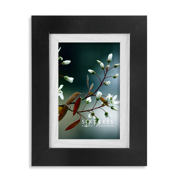 Sixtrees Shelby Collection Dual Colored Wood Picture Frames - 4X4 4X6 5X7 8X10 / Black White Grey