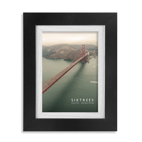 sixtrees Shelby Collection Dual Colored Wood Picture Frames - 4X4 4X6 5X7 8X10 / Black White Grey