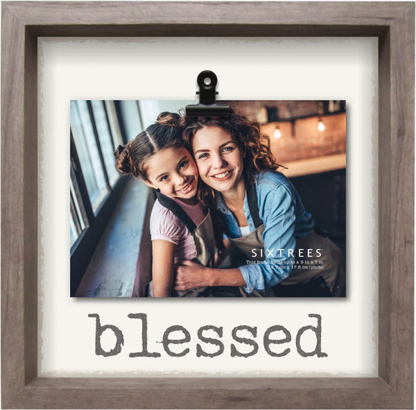 Sixtrees Blessed - 10X10 - 5X7 Wood Clip Frame