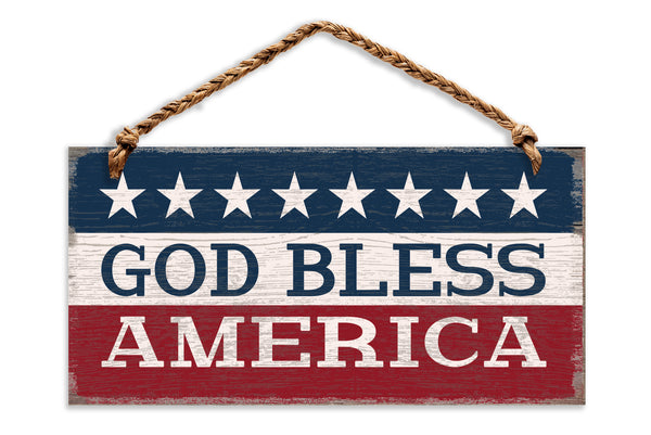 Sixtrees 'God Bless America' - 12X6 Hanging Sign