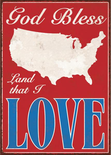 sixtrees God Bless Land That I Love - 5X7 Box Sign