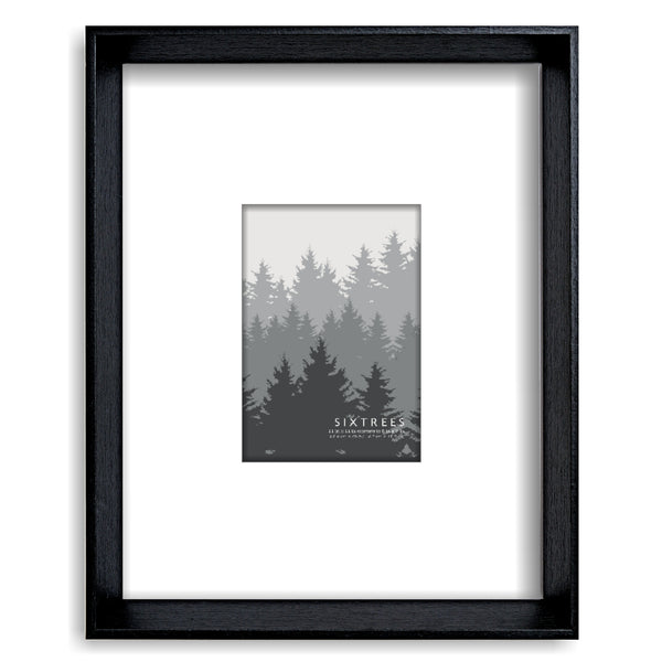 sixtrees Stark Matted Collection Deep Wood Picture Frames -11X14 or 16X20 mats to 5X7 8X10 or 11X14