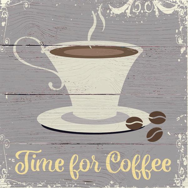 sixtrees 'Time For Coffee' - 6X6 Wooden Decorative Box Sign