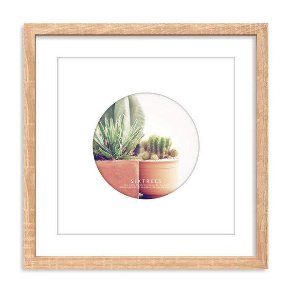 sixtrees Weber Natural Grain Architectural Wood Picture Frame - 16X16 Mats to 13X13 / 8X8 / Round