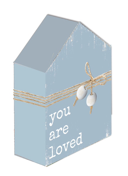 Sixtrees 'You Are Loved' - 5X7 Solid Block Baby Sign Pink/Blue