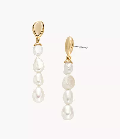skagen Agnethe Pearl White Freshwater Pearl Drop Earrings Flash Sale