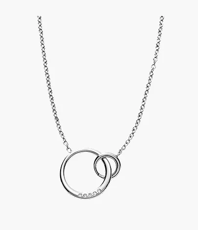 skagen Kariana Silver-Tone Crystal Pendant Necklace