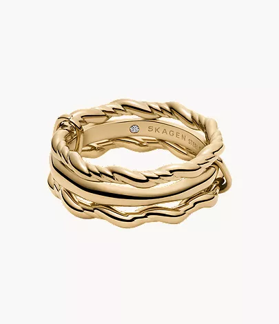 skagen Moderne Stak Gold-Tone Stainless Steel Stack Ring Shop New Arrivals