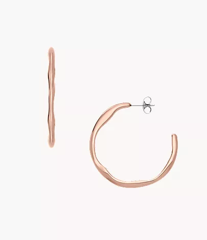 skagen Moderne Stak Rose Gold-Tone Stainless Steel Hoop Earrings