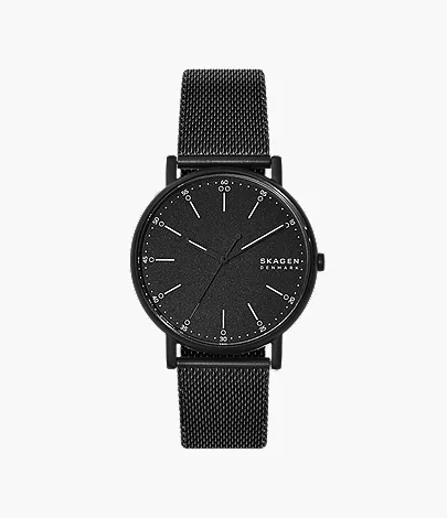 skagen Signatur Three-Hand Midnight Steel Mesh Watch