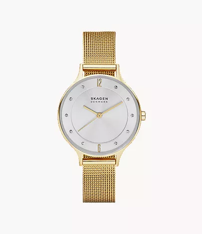 skagen Anita Lille Gold-Tone Steel Mesh Watch
