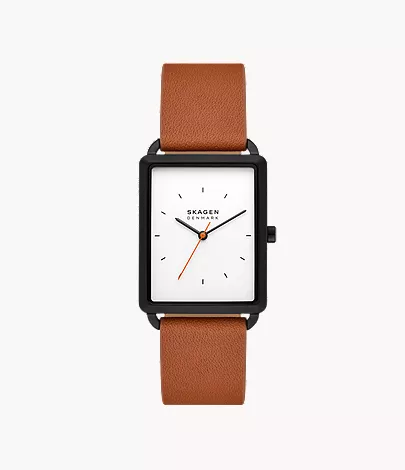 skagen Hagen Three-Hand Brown Leather Watch