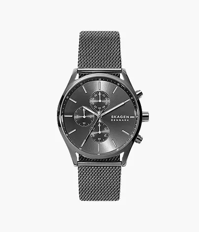 skagen Holst Chronograph Charcoal Steel Mesh Watch