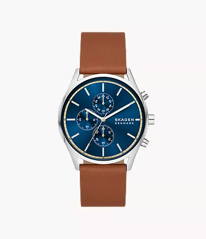skagen Holst Chronograph Luggage Leather Watch