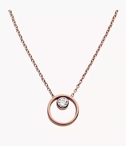 skagen Linje Modern Rose Gold-Tone Circle Necklace