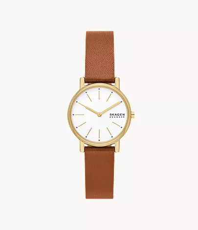 skagen Signatur Lille Two-Hand Brown Leather Watch