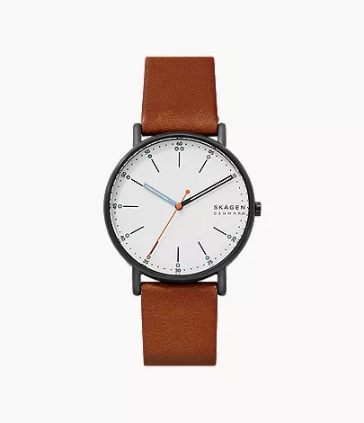 skagen Signatur Medium Brown Leather Watch