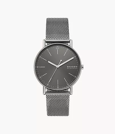 skagen Signatur Three-Hand Gray Steel Mesh Watch