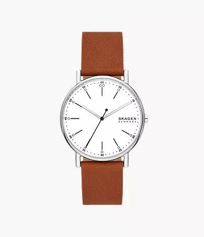 skagen Signatur Three-Hand Luggage Leather Watch
