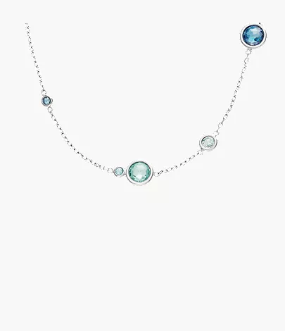 skagen Sofie Sea Glass Silver-Tone Stainless Steel Station Necklace Gifts