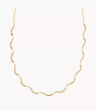 skagen Wave Gold-Tone Stainless Steel Chain Necklace