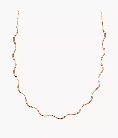 skagen Wave Rose-Tone Stainless Steel Chain Necklace
