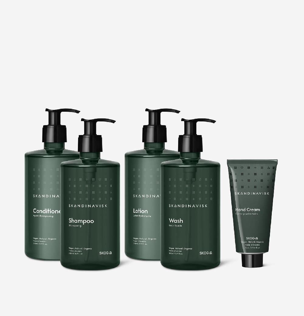 skandinavisk Wash Lotion Shampoo Conditioner & Hand Cream SKOG 5 Star Bundle