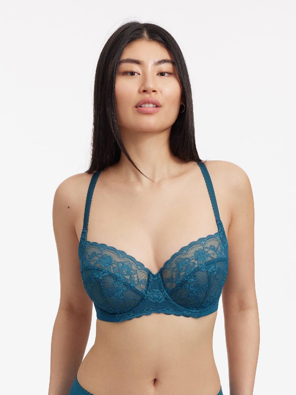 Skarlett Blue Coy Lace Side Support Bra Vintage Teal