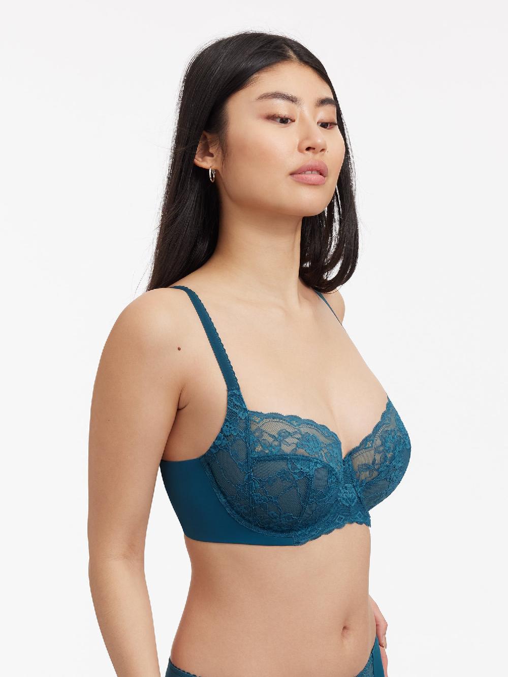 Skarlett Blue Coy Lace Side Support Bra Vintage Teal