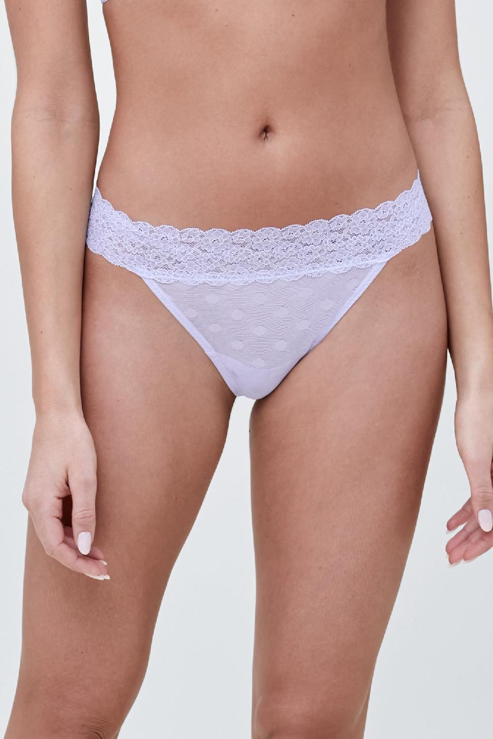 Skarlett Blue Dare Dot Mesh Lace Thong - FINAL SALE Iced Lavender