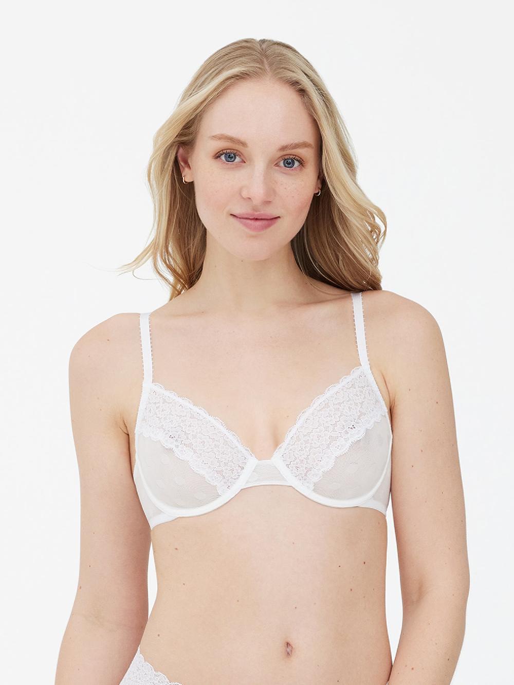 skarlett blue Dare Dot Unlined Underwire Plunge Bra White