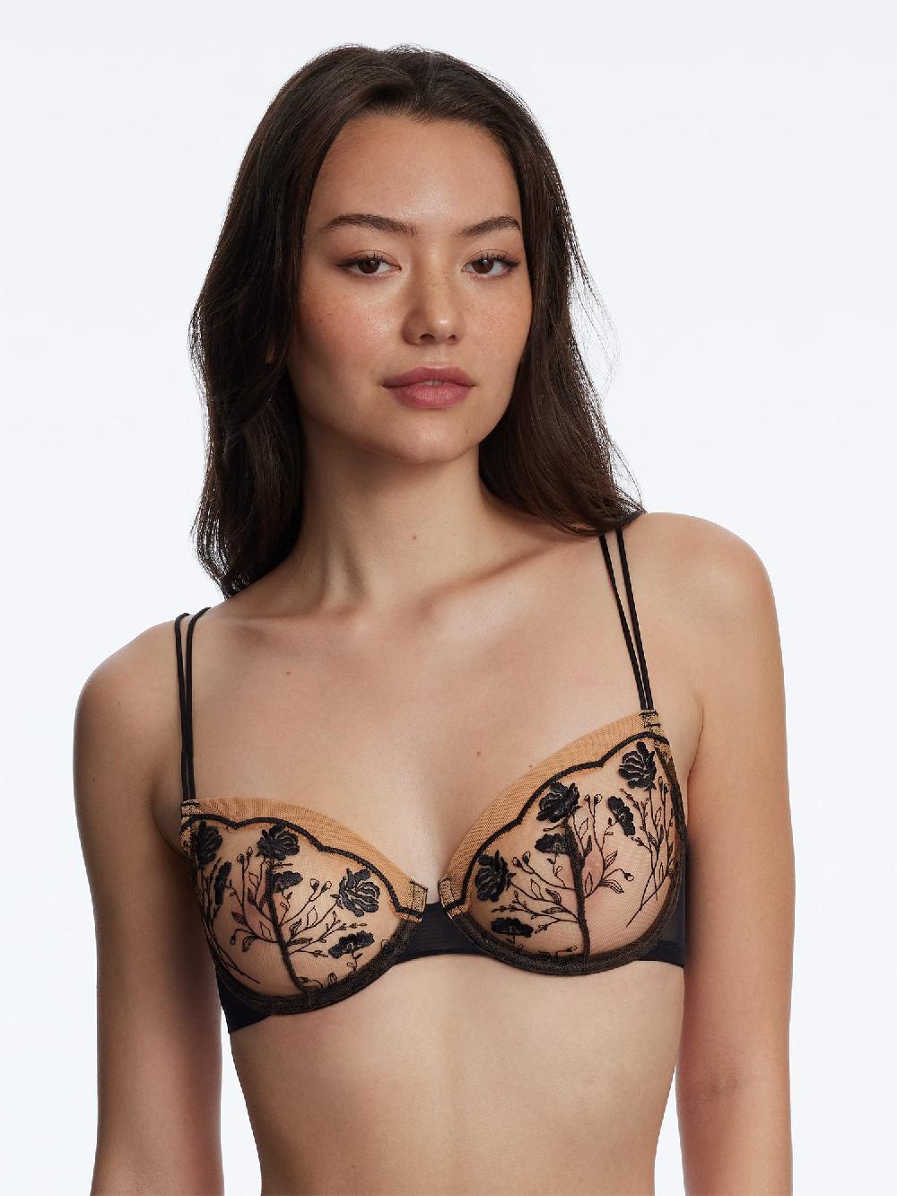 skarlett blue Enamoured Tattoo Lace Balconette Bra Black Combo