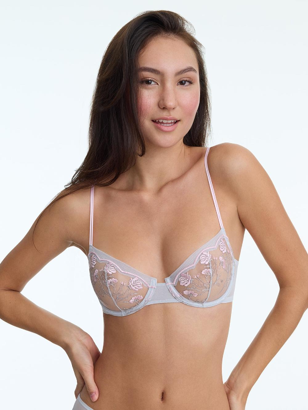 skarlett blue Enamoured Tattoo Lace Balconette Bra Dusty Shimmer