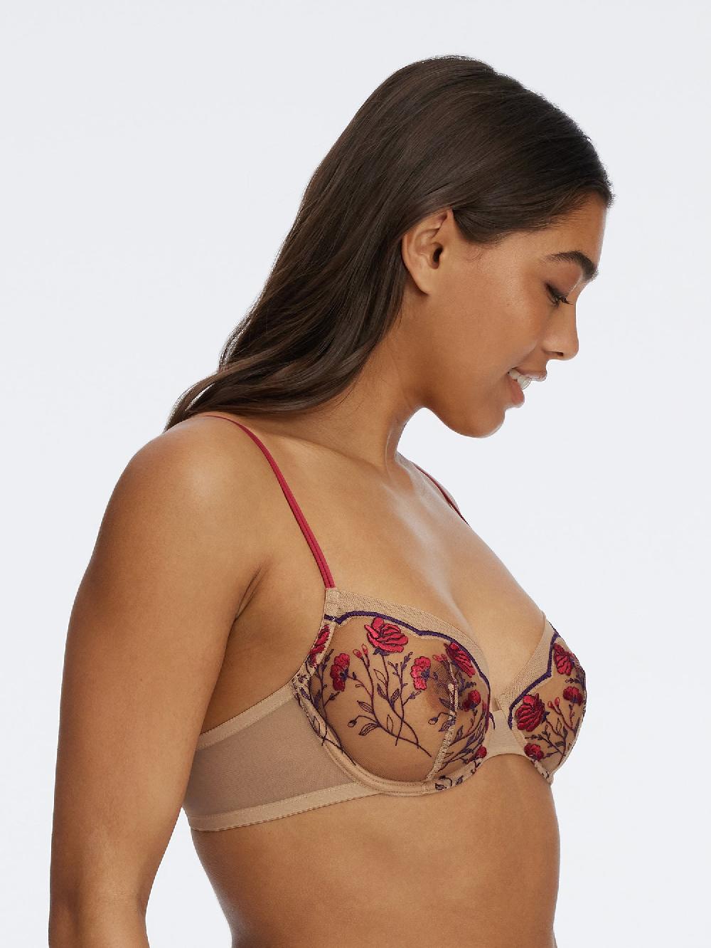 Skarlett Blue Enamoured Tattoo Lace Balconette Bra Lipstick Red Combo