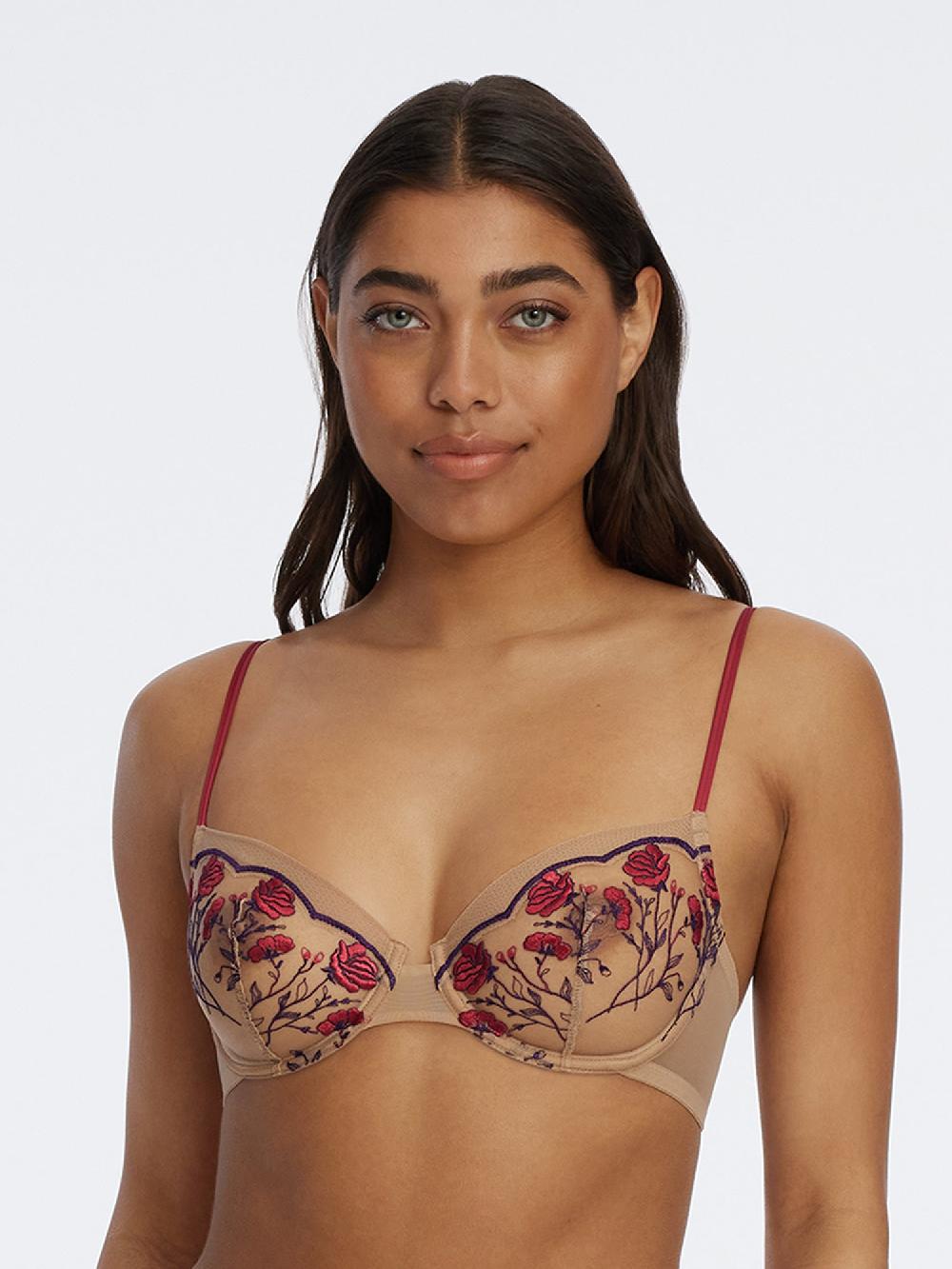 skarlett blue Enamoured Tattoo Lace Balconette Bra Lipstick Red Combo