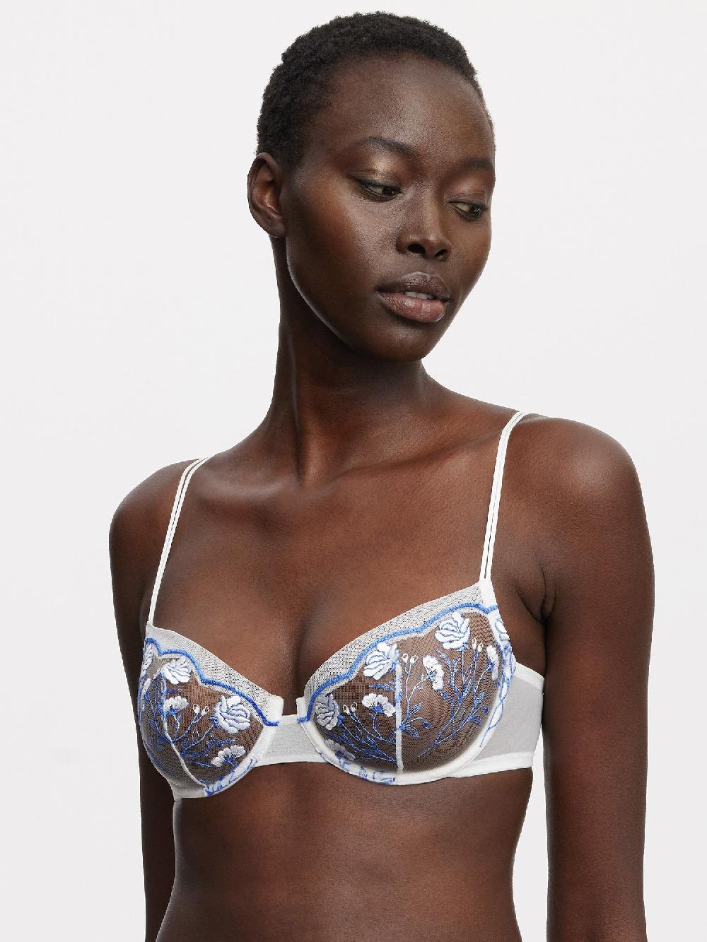 skarlett blue Enamoured Tattoo Lace Balconette Bra White/Blue Nile