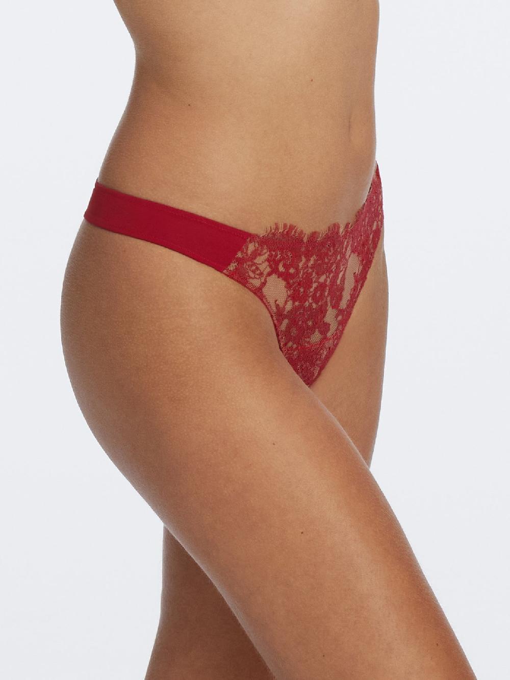 Skarlett Blue Entice Front Lace Thong Lipstick Red/Nylon