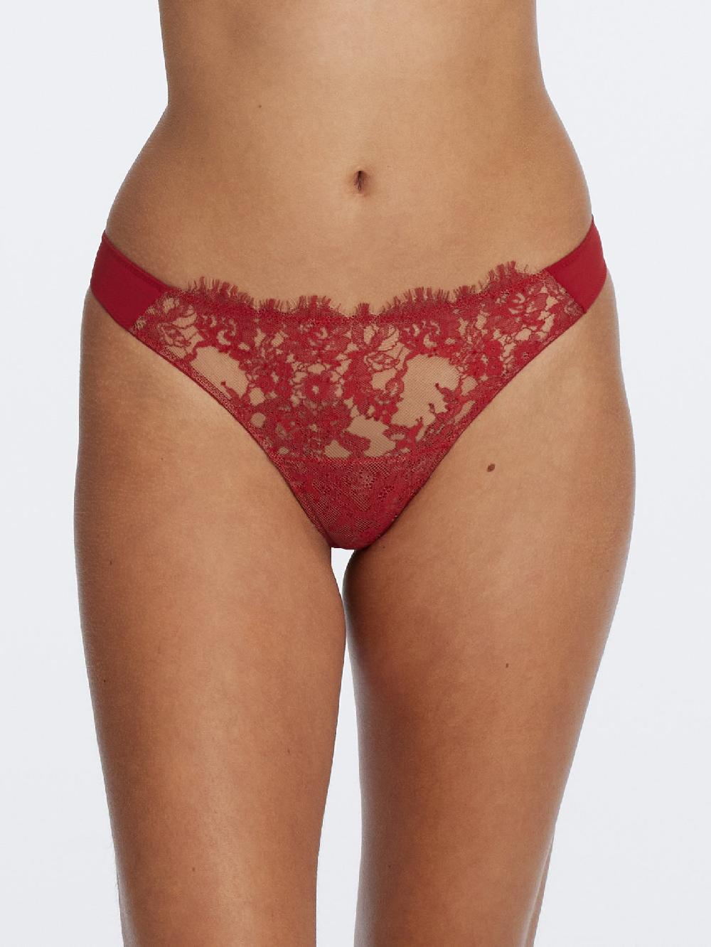 skarlett blue Entice Front Lace Thong Lipstick Red/Nylon