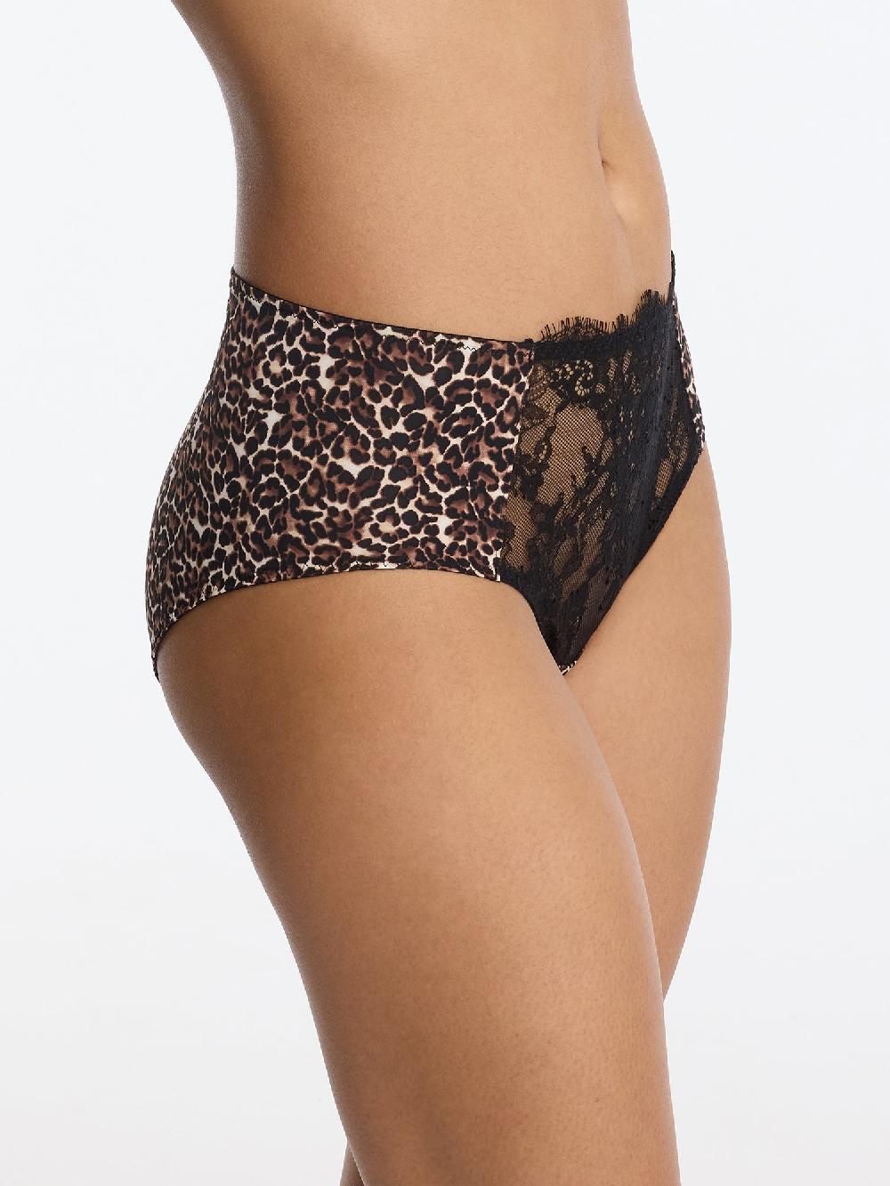Skarlett Blue Entice Full Coverage Lace Brief Black Leopard Print