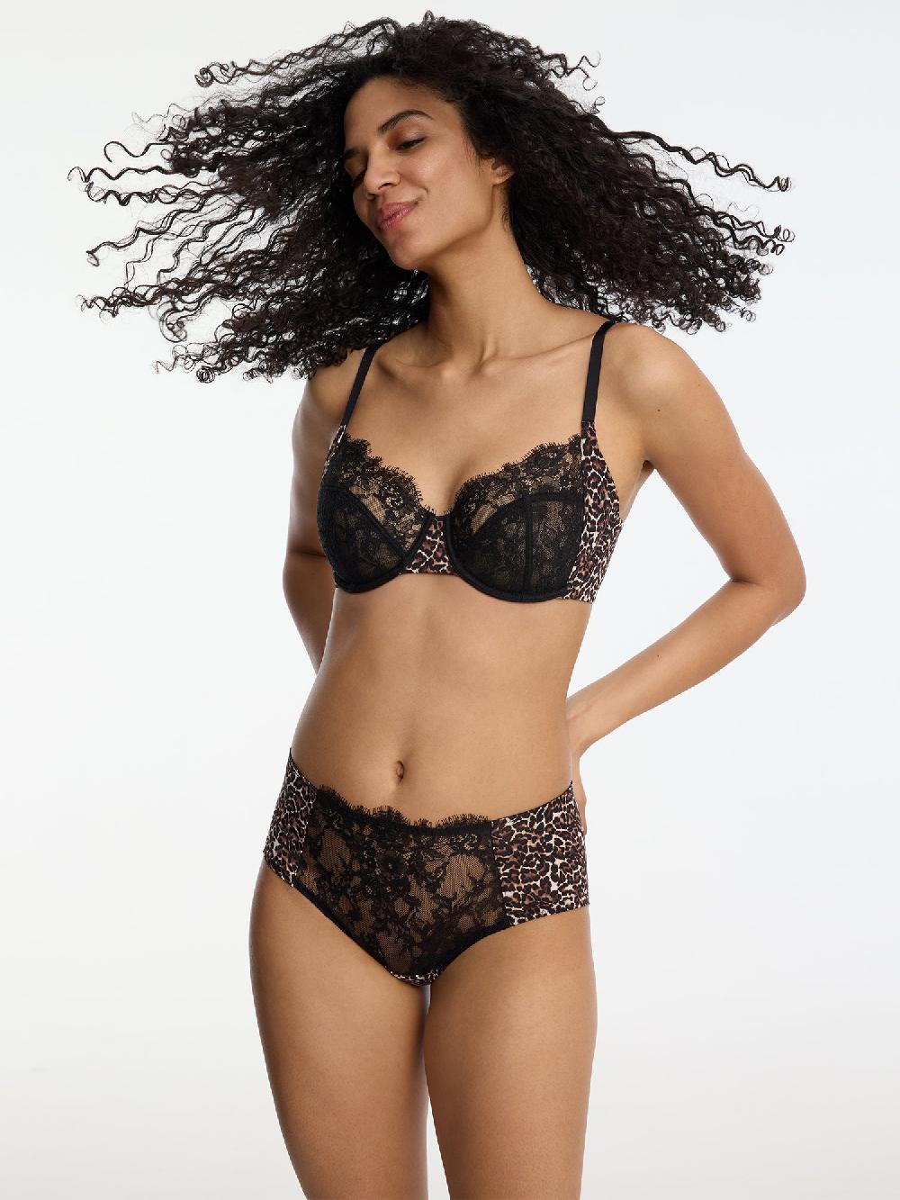 skarlett blue Entice Full Coverage Lace Brief Black Leopard Print
