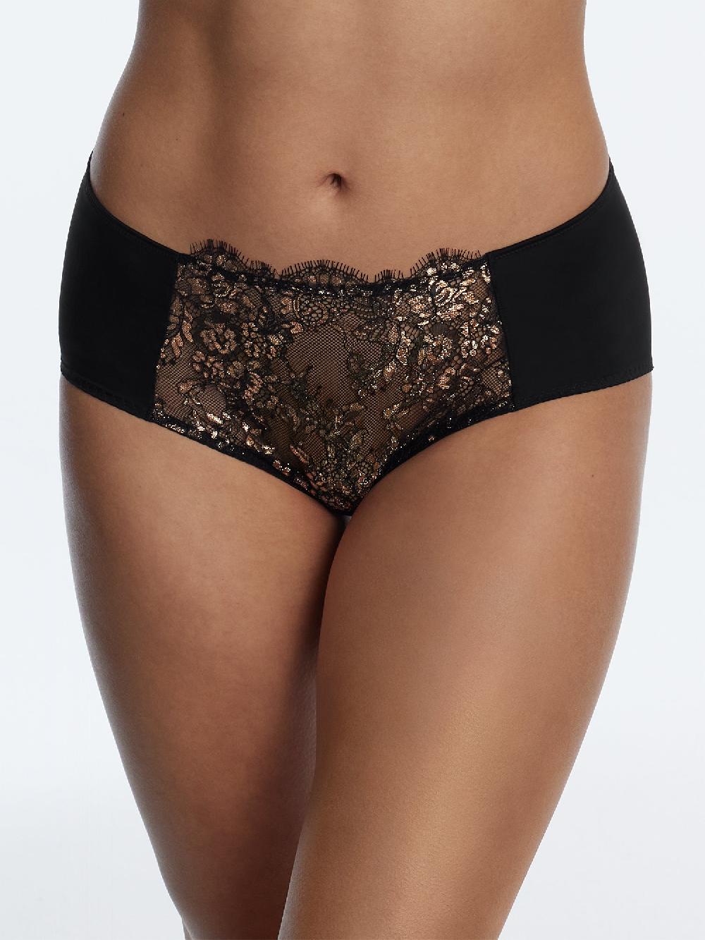 Skarlett Blue Entice Full Coverage Lace Brief Black/Rose Gold