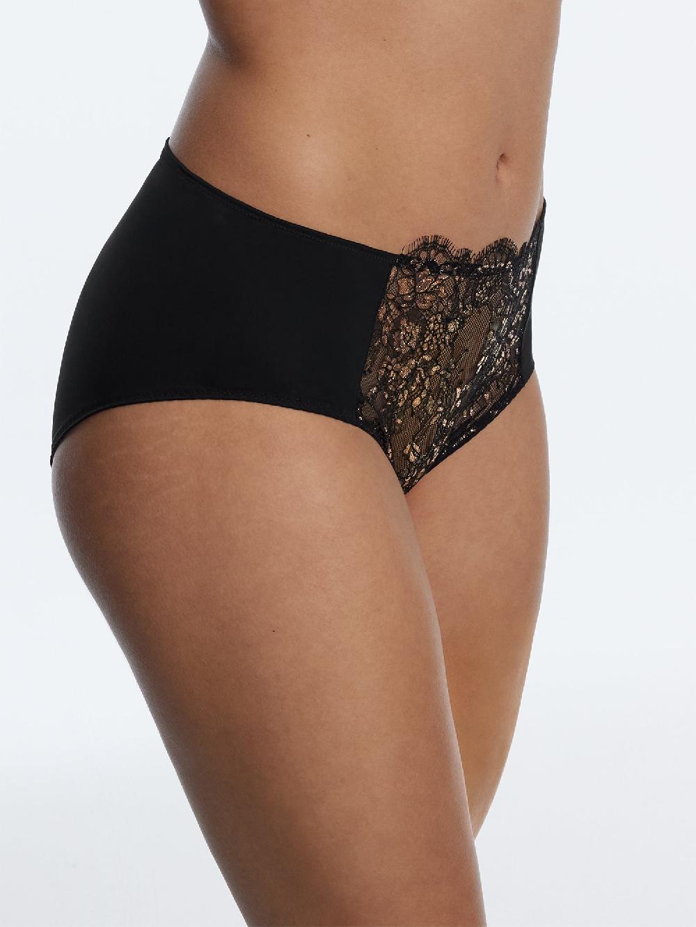 Skarlett Blue Entice Full Coverage Lace Brief Black/Rose Gold